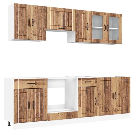 8-delige Keukenkastenset Kalmar bewerkt hout oud houtkleurig 5