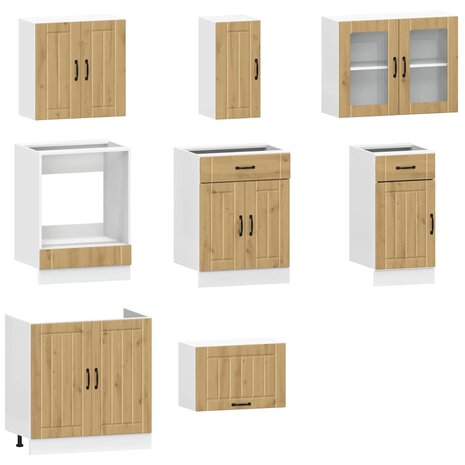 8-delige Keukenkastenset Kalmar bewerkt hout artisanaal eiken 4