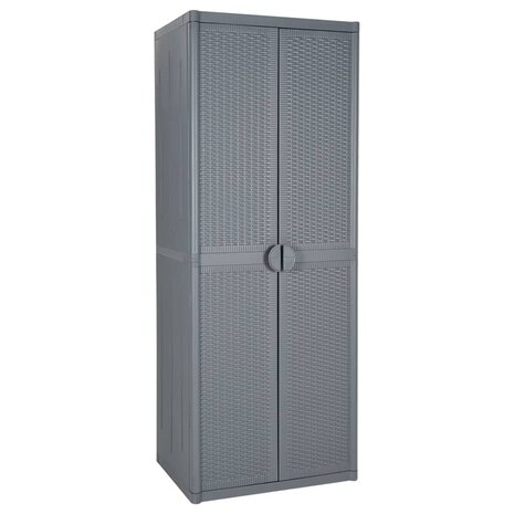 Tuinkast 65x45x172 cm PP rattan grijs 1