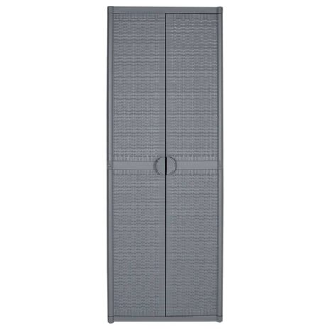Tuinkast 65x45x172 cm PP rattan grijs 2