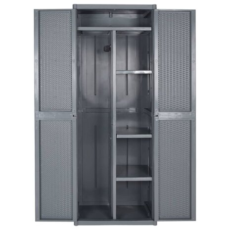 Tuinkast 65x45x172 cm PP rattan grijs 4