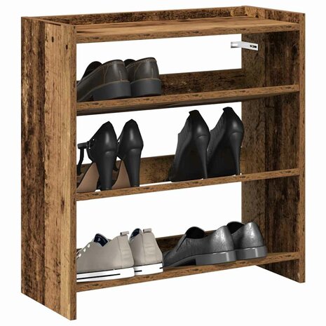 Schoenenrek 60x25x62 cm bewerkt hout oud houtkleurig 1