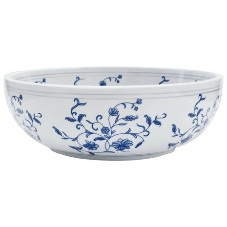 Opzetwasbak rond Φ41x14 cm keramiek wit en blauw 2