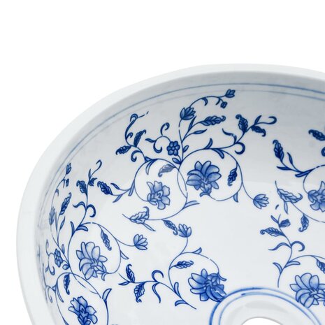 Opzetwasbak rond Φ41x14 cm keramiek wit en blauw 5