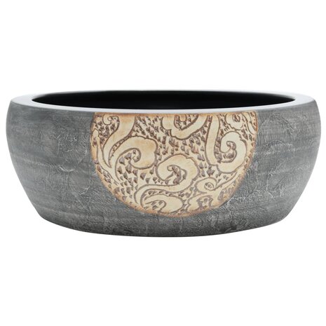 Opzetwasbak rond Φ41x14 cm keramiek zwart en bruin 2