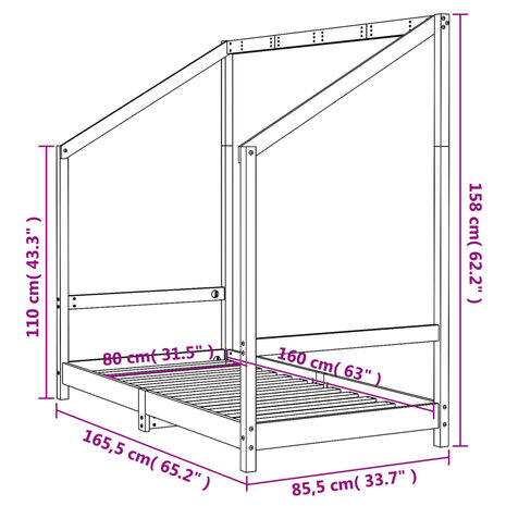Kinderbedframe 80x160 cm massief grenenhout 9