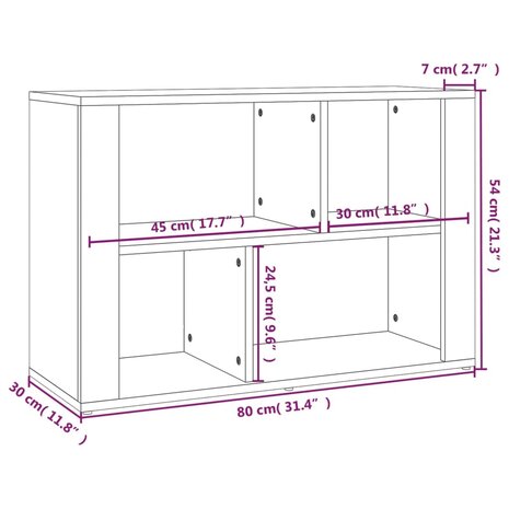 Dressoir 80x30x54 cm bewerkt hout gerookt eikenkleurig 8