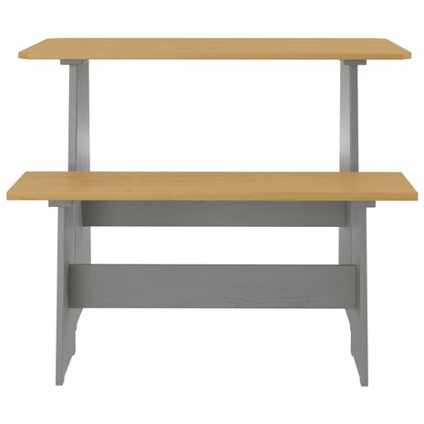 Eettafel met bankje REINE massief grenenhout honingbruin&grijs 2
