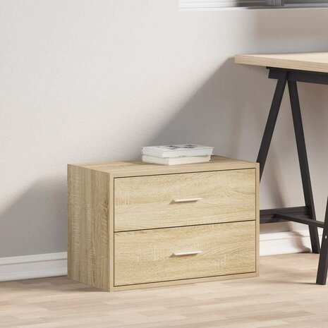 Kast met 2 lades 60x31x40 cm bewerkt hout sonoma eikenkleur 3