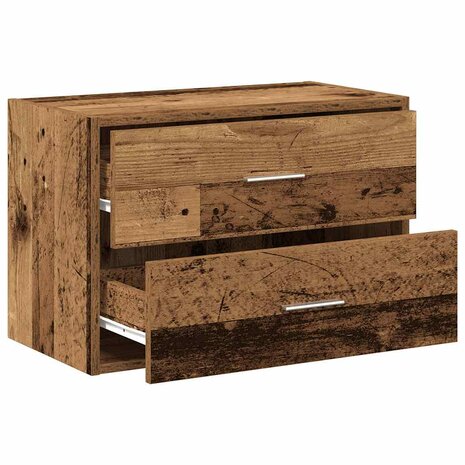 Kast met 2 lades 60x31x40 cm bewerkt hout oud houtkleurig 5