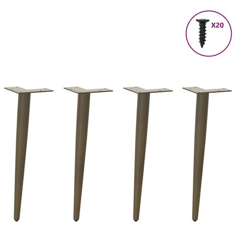 Salontafelpoten conische vorm 4 st 42-43 cm staal naturel 3