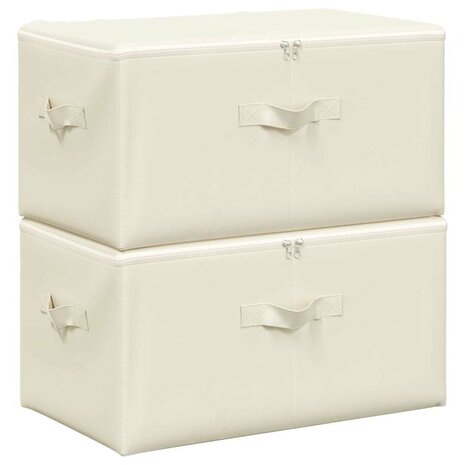 Opbergboxen 2 st 43x34x23 cm stof crèmekleurig 2