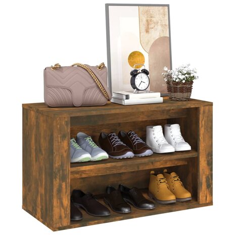 Schoenenrek 75x35x45 cm bewerkt hout gerookt eikenkleurig 4
