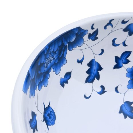Opzetwasbak rond Φ41x14 cm keramiek wit en blauw 5