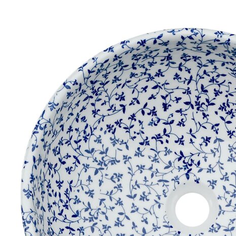 Opzetwasbak rond Φ41x14 cm keramiek wit en blauw 5