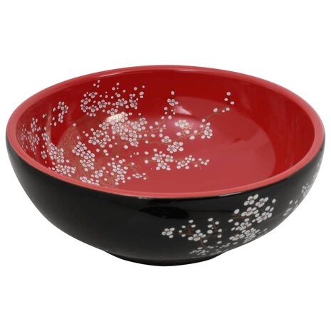 Opzetwasbak rond Φ41x14 cm keramiek zwart en rood 3