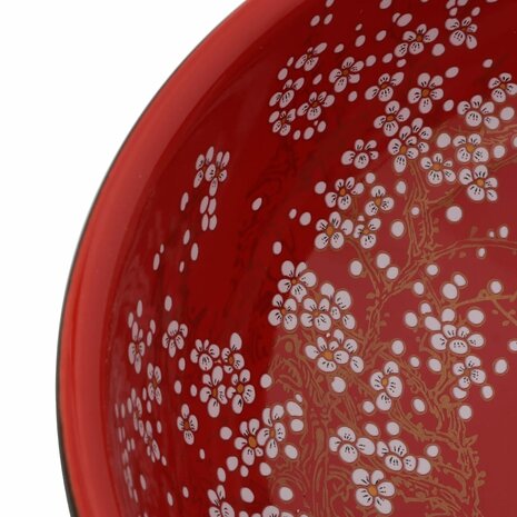 Opzetwasbak rond Φ41x14 cm keramiek zwart en rood 5