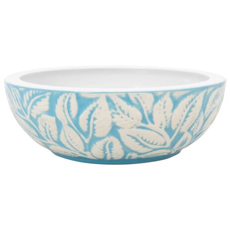 Opzetwasbak rond Φ41x14 cm keramiek wit en blauw 2