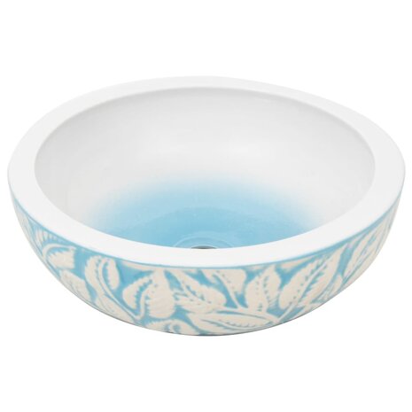 Opzetwasbak rond Φ41x14 cm keramiek wit en blauw 3