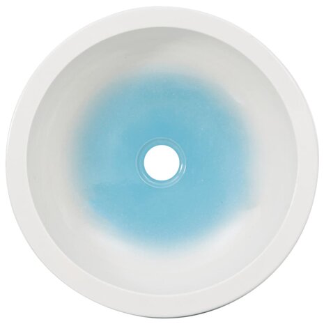 Opzetwasbak rond Φ41x14 cm keramiek wit en blauw 4