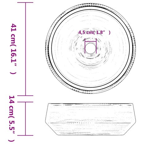 Opzetwasbak rond Φ41x14 cm keramiek grijs 6