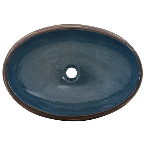 Opzetwasbak ovaal 59x40x15 cm keramiek bruin en blauw 6