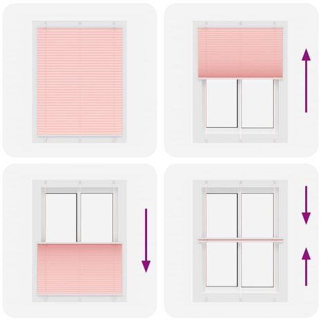 Pliss&eacute; rolgordijn 105x100cm stofbreedte 104,4cm polyester roze 7