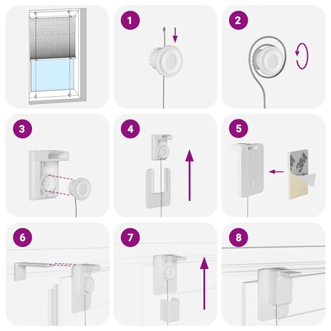 Plissé rolgordijn 110x100cm stofbreedte 109,4cm polyester roze 5