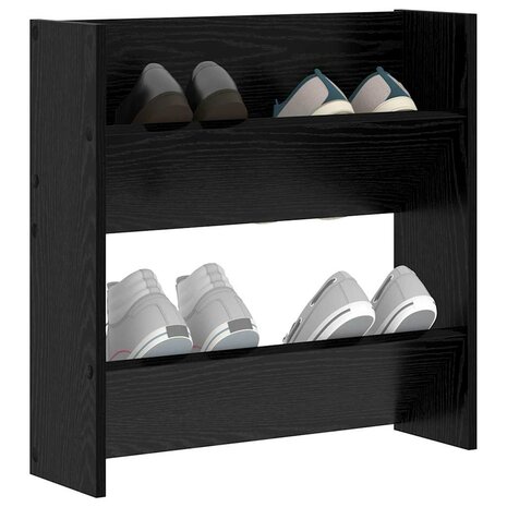 Wand Schoenenkasten Zwart eiken 60 x 18 x 60 cm Bewerkt hout 3