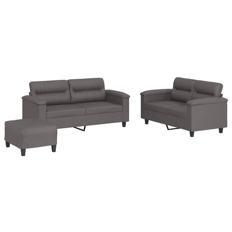 3-delige Loungeset met kussens kunstleer grijs 2