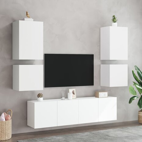 Tv-wandmeubel 40,5x30x40 cm bewerkt hout wit 4