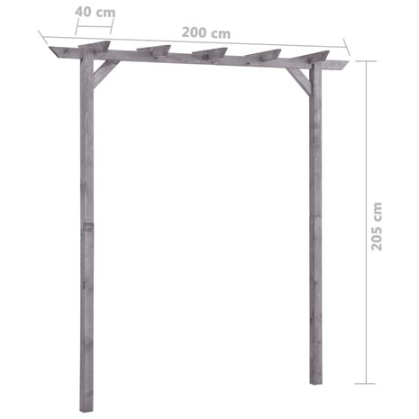 Pergola 200x40x205 cm geïmpregneerd grenenhout grijs 5