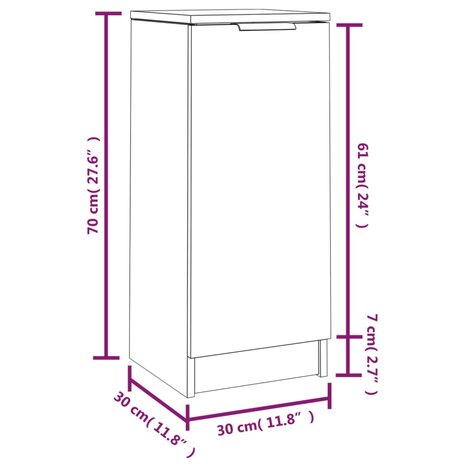 Dressoir 30x30x70 cm bewerkt hout gerookt eikenkleurig 9