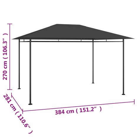 Prieel 180 g/m² 384x281x270 cm antracietkleurig 5