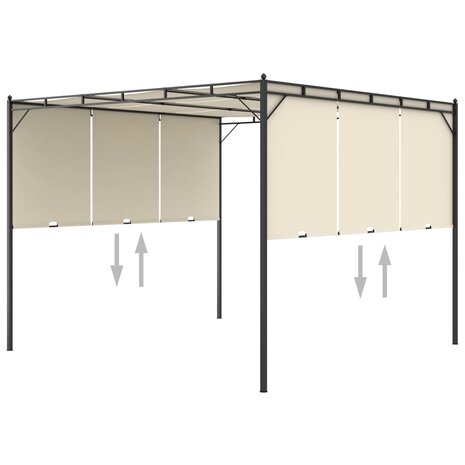 Tuinprieel met zijgordijn 3x3x2,25 m crème 5