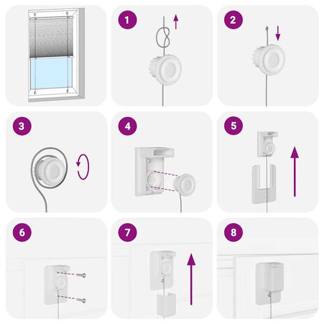 Plissé rolgordijn 45x200 cm stofbreedte 44,4 cm bordeauxrood 7