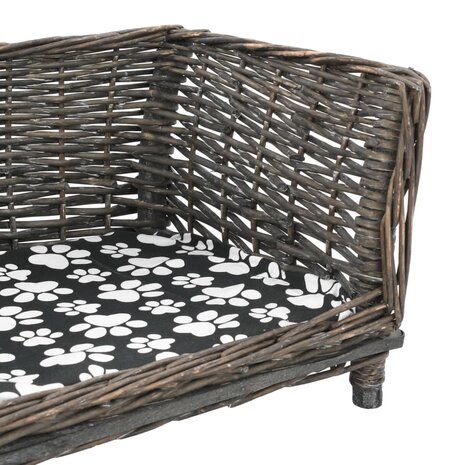 Hondenmand met kussen 50x33x30 cm natuurlijk wilgen grijs 4