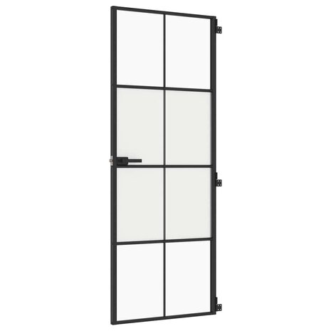 Binnendeur smal 76x201,5 cm gehard glas en aluminium zwart 2
