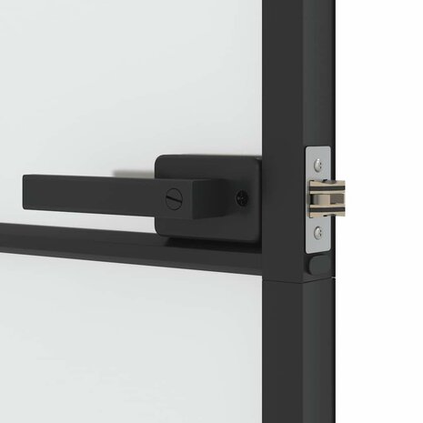 Binnendeur smal 76x201,5 cm gehard glas en aluminium zwart 7
