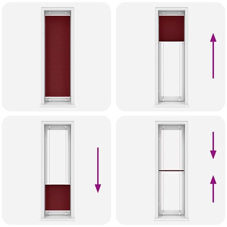 Plissé rolgordijn 55x200 cm stofbreedte 54,4 cm bordeauxrood 5