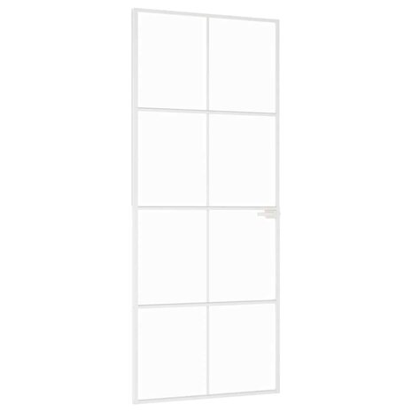 Binnendeur 83x201,5 cm gehard glas en aluminium smal wit 2