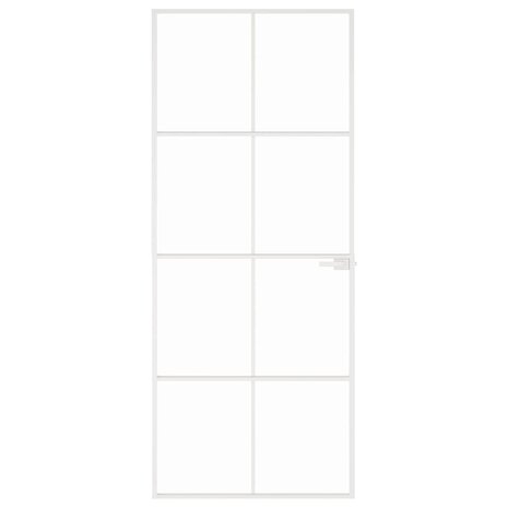 Binnendeur 83x201,5 cm gehard glas en aluminium smal wit 3
