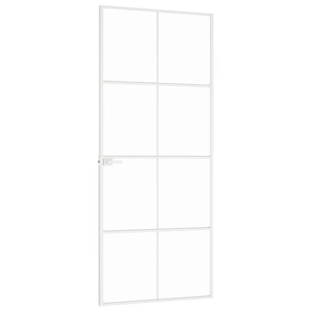 Binnendeur 83x201,5 cm gehard glas en aluminium smal wit 4