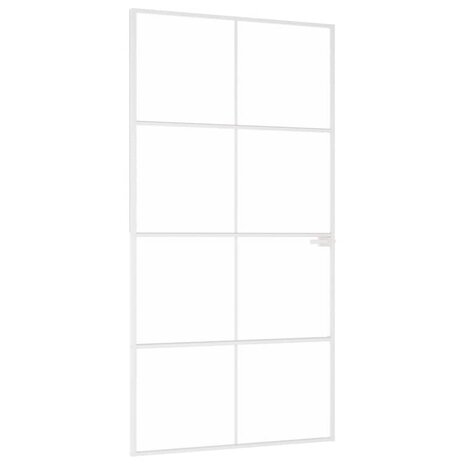 Binnendeur 102x201,5 cm gehard glas en aluminium smal wit 2