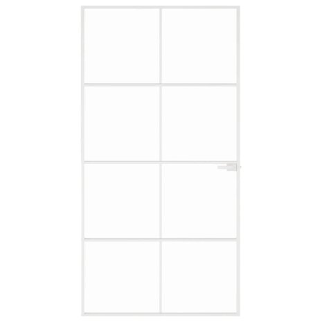 Binnendeur 102x201,5 cm gehard glas en aluminium smal wit 3