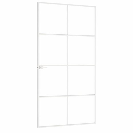 Binnendeur 102x201,5 cm gehard glas en aluminium smal wit 4