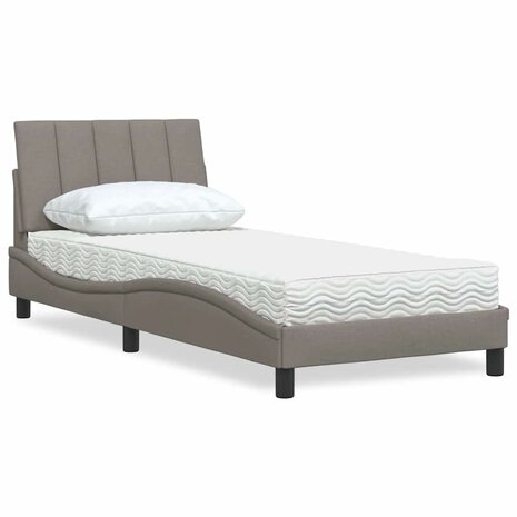 Bed met matras "Hanko" stof taupe 80x200 cm 1