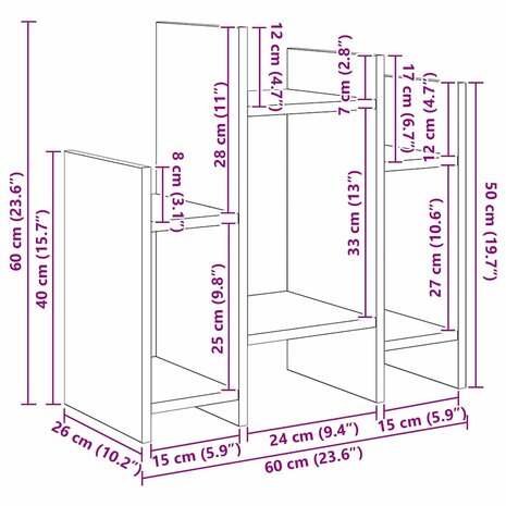 Bijzetkast met plank Oud hout 60 x 26 x 60 cm Bewerkt hout 6