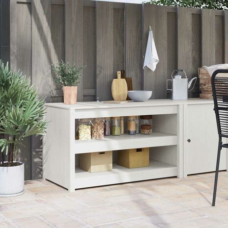 Buiten Keukenkast Wit 106x55x64 cm Massief Grenenhout 1