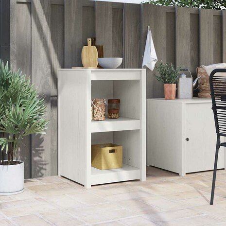 Buitenkeukenkast Wit 55x55x92 cm Massief Grenenhout 1